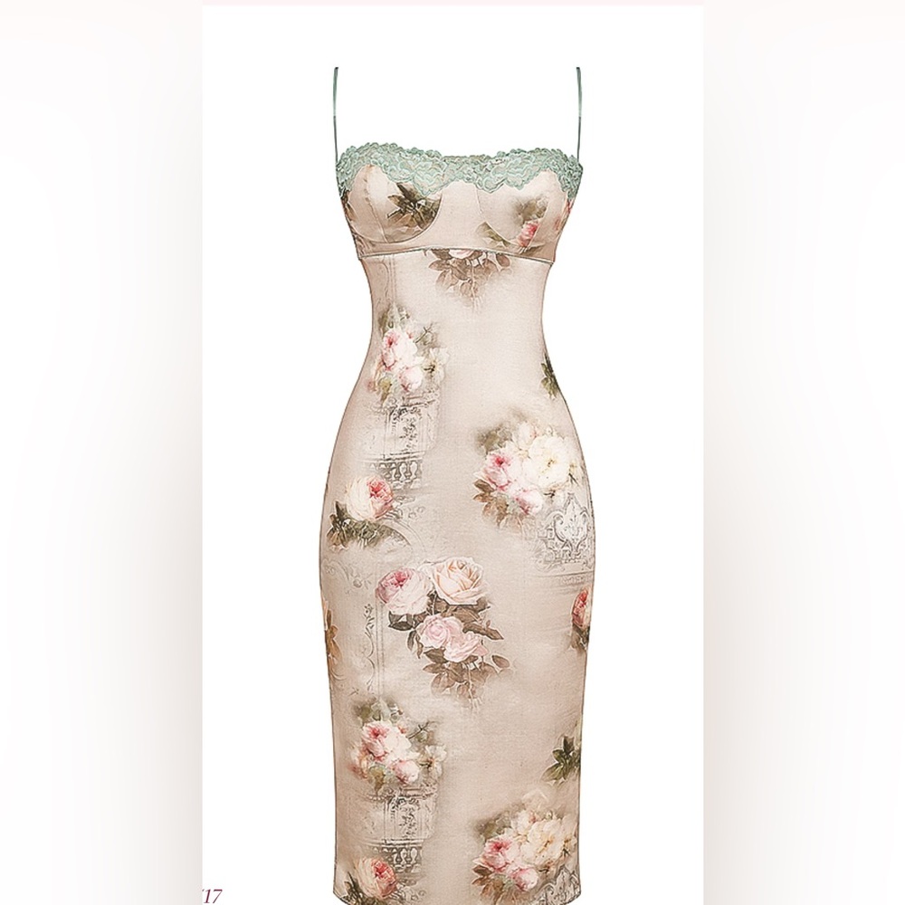 House of CB Venus Vintage Floral MIDI dress - Size Small